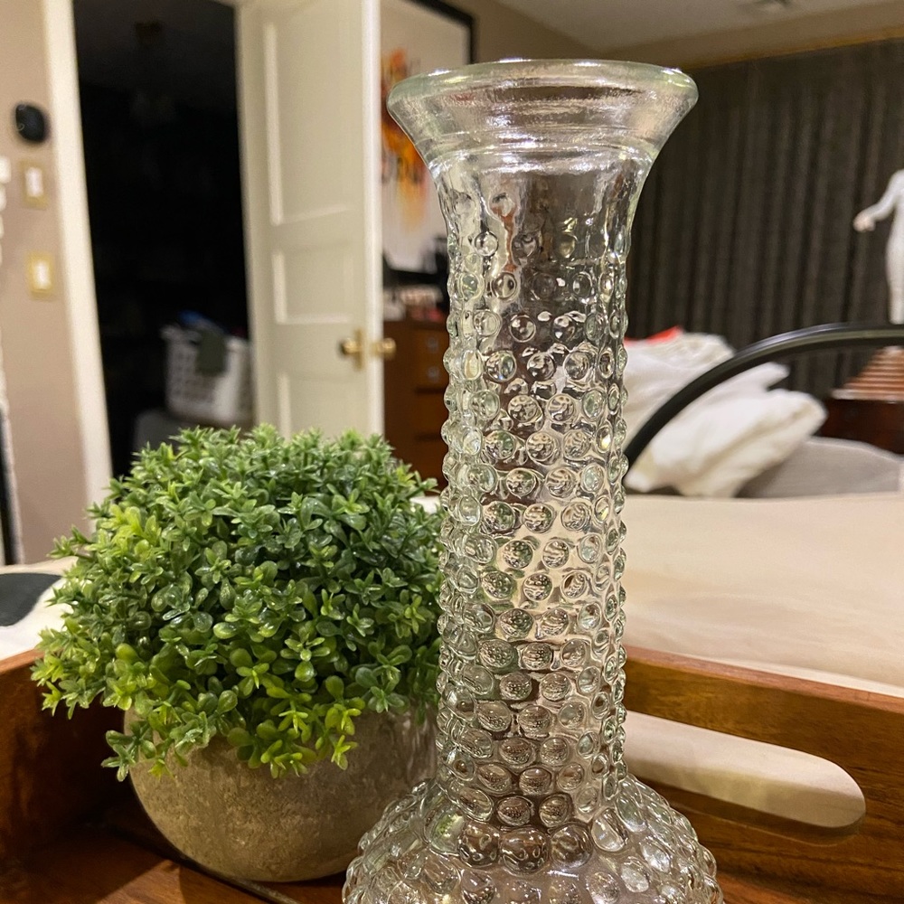 Vintage E O Brody Hobnail Clear Glass Bud Vase - Picture 2 of 8